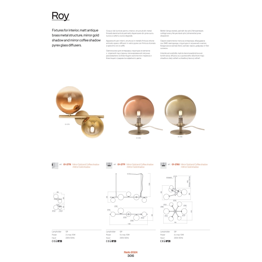 Redo 01-2778 - Kinkiet ROY 2xG9/10W/230V