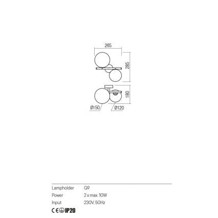 Redo 01-2778 - Kinkiet ROY 2xG9/10W/230V