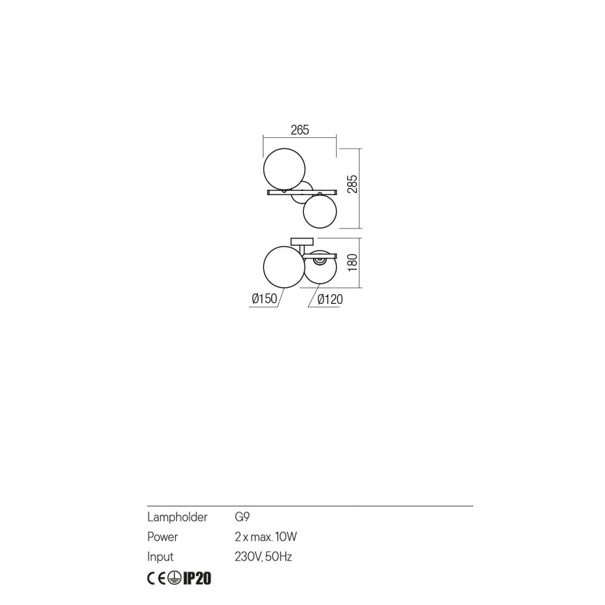 Redo 01-2778 - Kinkiet ROY 2xG9/10W/230V