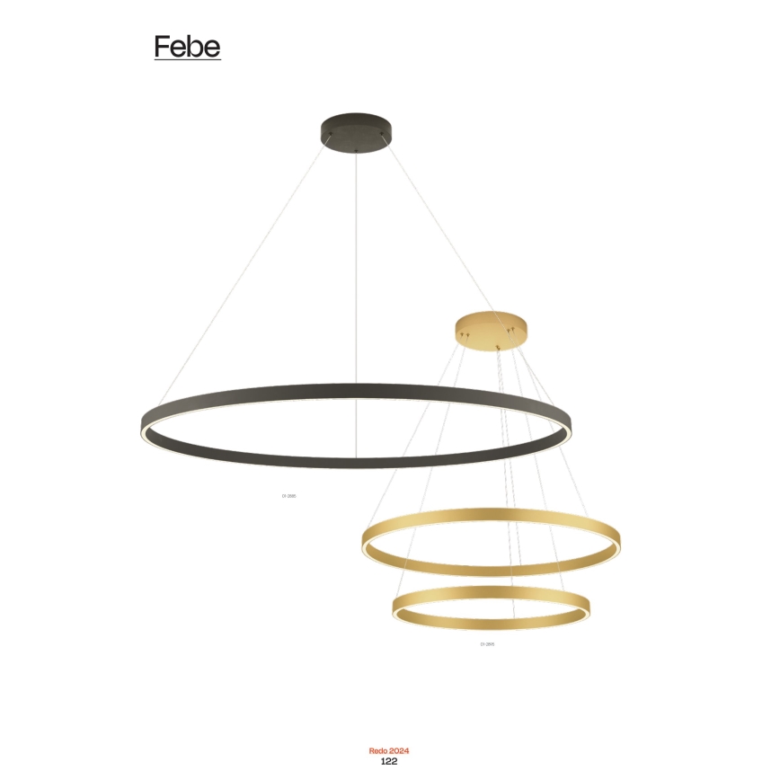 Redo 01-2865 - LED ściemnialna lampa wisząca na linkach FEBE LED/37W/230V złota