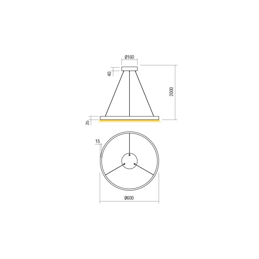 Redo 01-2865 - LED ściemnialna lampa wisząca na linkach FEBE LED/37W/230V złota