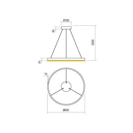 Redo 01-2865 - LED Żyrandol ściemnialny na lince FEBE LED/37W/230V złoty