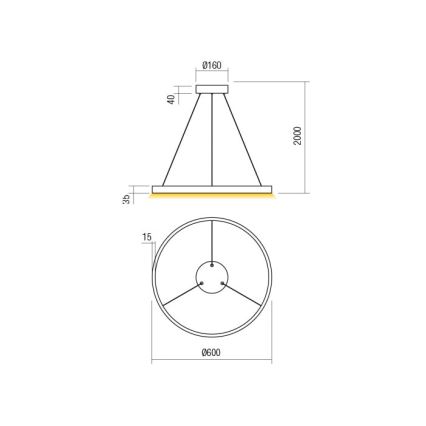 Redo 01-2867 - LED Żyrandol ściemnialny na lince FEBE LED/37W/230V czarny