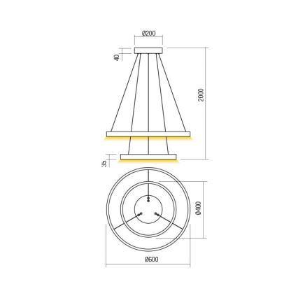 Redo 01-2889 - LED Żyrandol ściemnialny na lince FEBE LED/62W/230V złoty