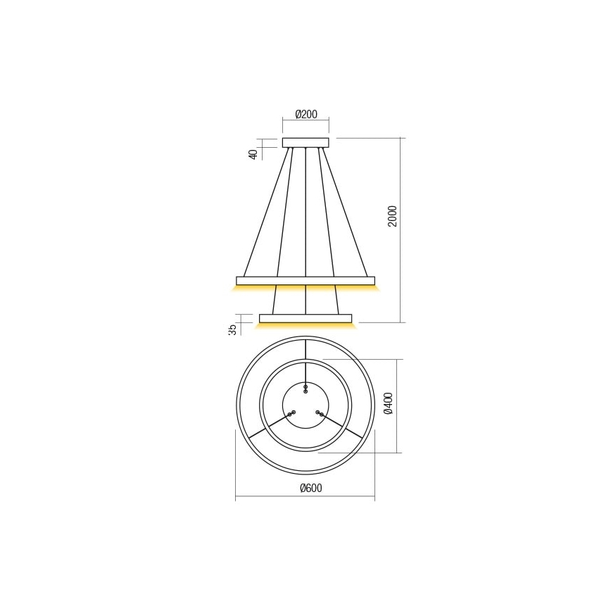 Redo 01-2889 - LED Żyrandol ściemnialny na lince FEBE LED/62W/230V złoty
