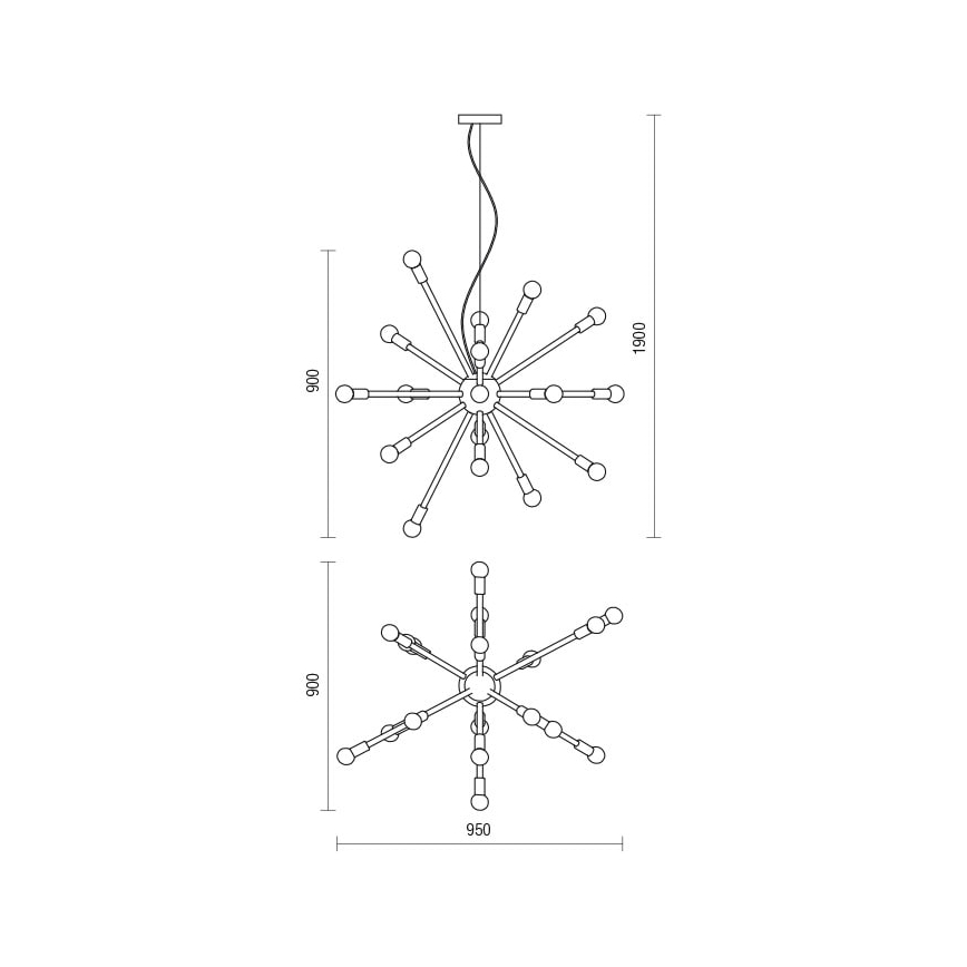 Redo 01-2936 - Żyrandol na lince STELLAR 18xE14/25W/230V czarny