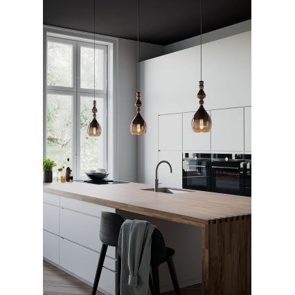 Redo 01-2937 - Lampa wisząca na lince AMBIX 1xE27/42W/230V średnica 18 cm złota