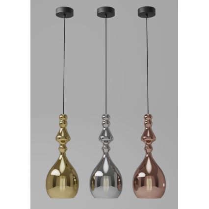 Redo 01-2937 - Lampa wisząca na lince AMBIX 1xE27/42W/230V średnica 18 cm złota