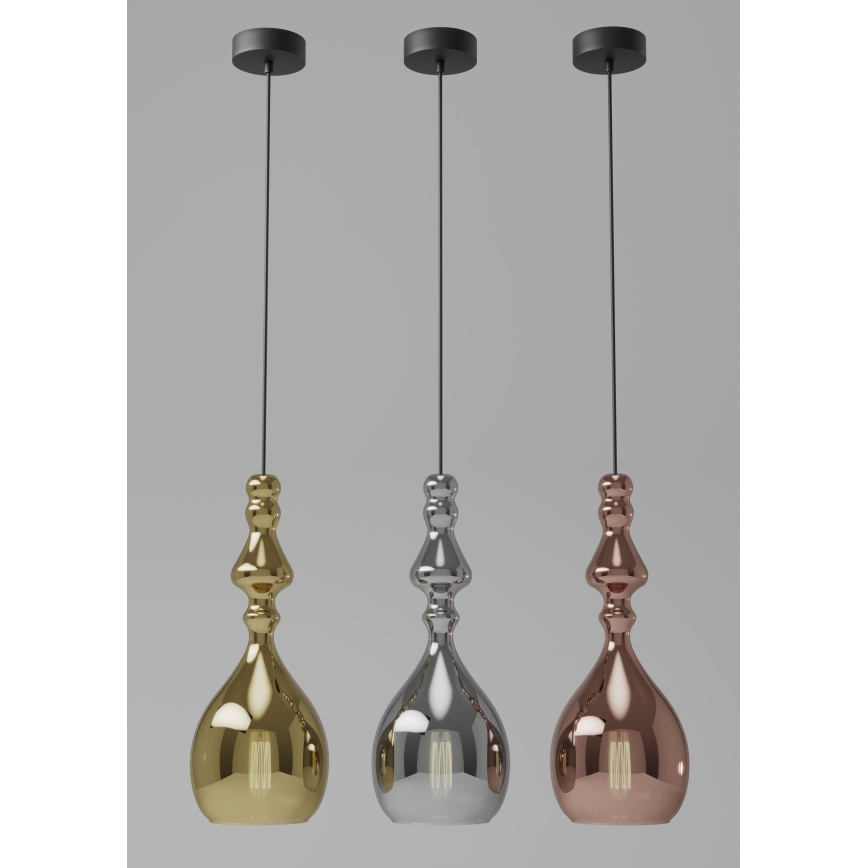 Redo 01-2937 - Lampa wisząca na lince AMBIX 1xE27/42W/230V średnica 18 cm złota