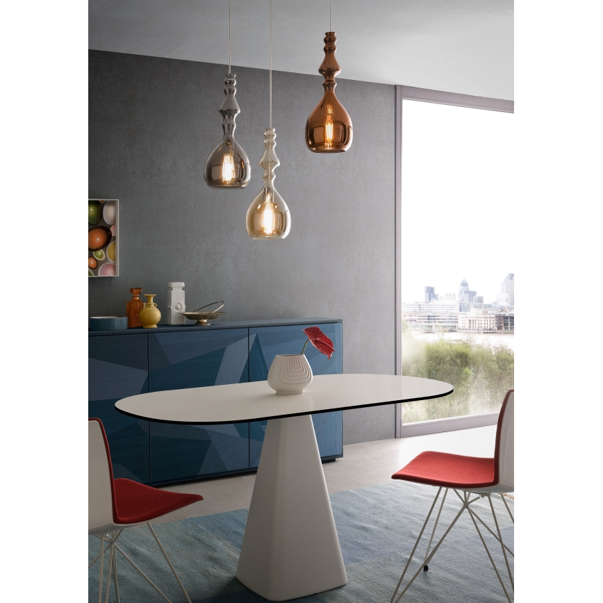 Redo 01-2938 - Lampa wisząca na lince AMBIX 1xE27/42W/230V śr. 18 cm szara