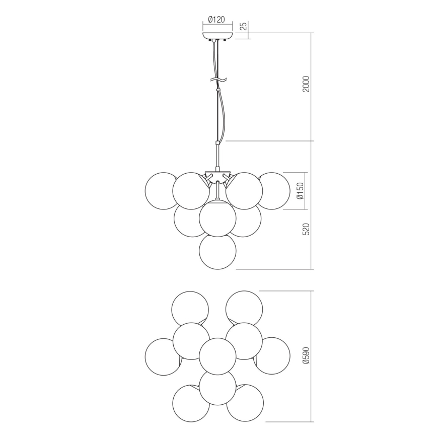 Redo 01-2941 - Żyrandol na lince AGAPE 10xE14/28W/230V czarne