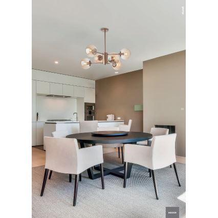 Redo 01-2943 - Żyrandol na pręcie MUNDI 6xE14/28W/230V miedź/dymione