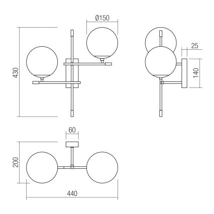 Redo 01-2946 - Kinkiet ESSENTIAL 2xE14/28W/230V