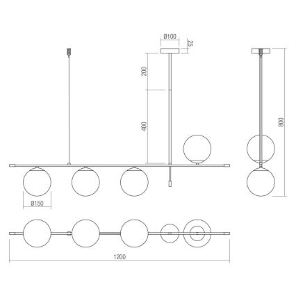 Redo 01-2949 - Żyrandol na lince ESSENTIAL 4xE14/28W/230V