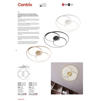 Redo 01-2975 - LED Plafon CENTRIX LED/92W/230V czarne