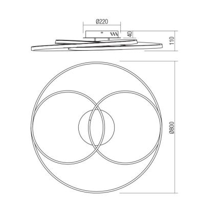 Redo 01-2975 - LED Plafon CENTRIX LED/92W/230V czarne