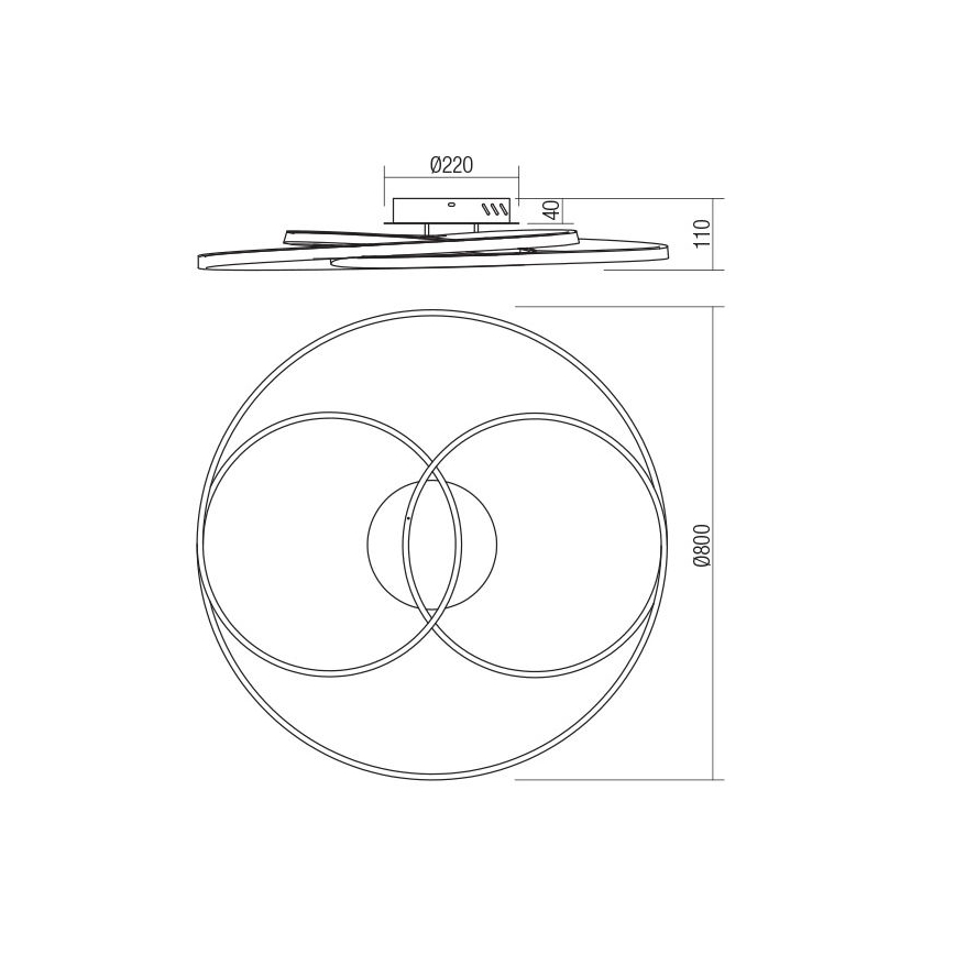 Redo 01-2975 - LED Plafon CENTRIX LED/92W/230V czarne