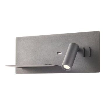 Redo 01-2985 - LED Kinkiet punktowy BROOK LED/8W/230V + LED/3W USB CRI 90 czarny lewa