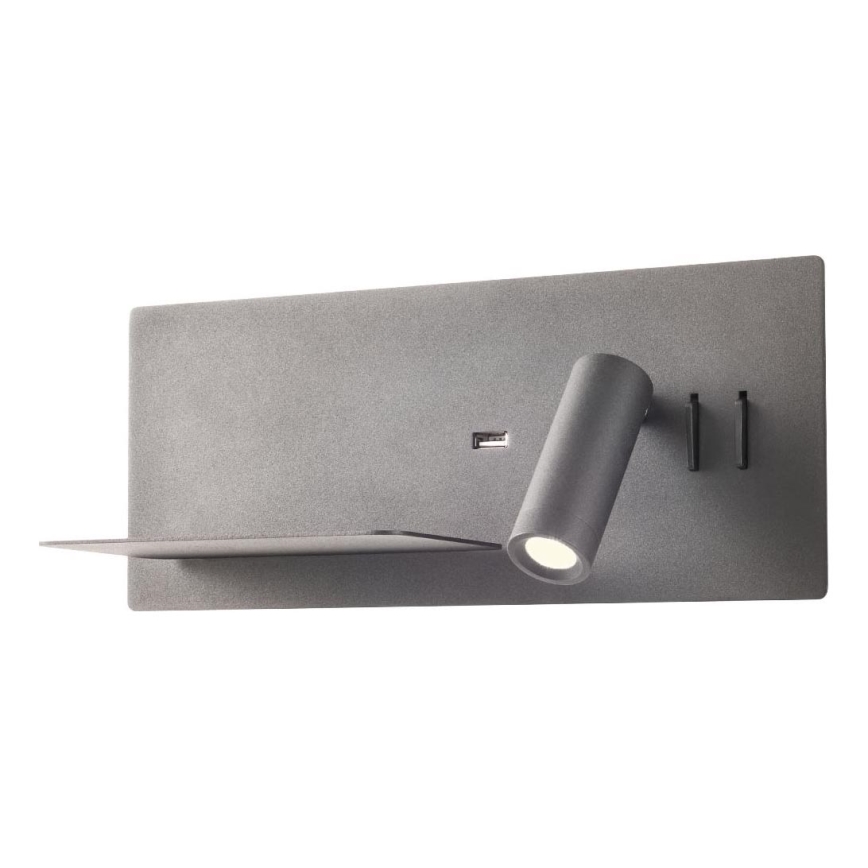 Redo 01-2985 - LED Kinkiet punktowy BROOK LED/8W/230V + LED/3W USB CRI 90 czarny lewa