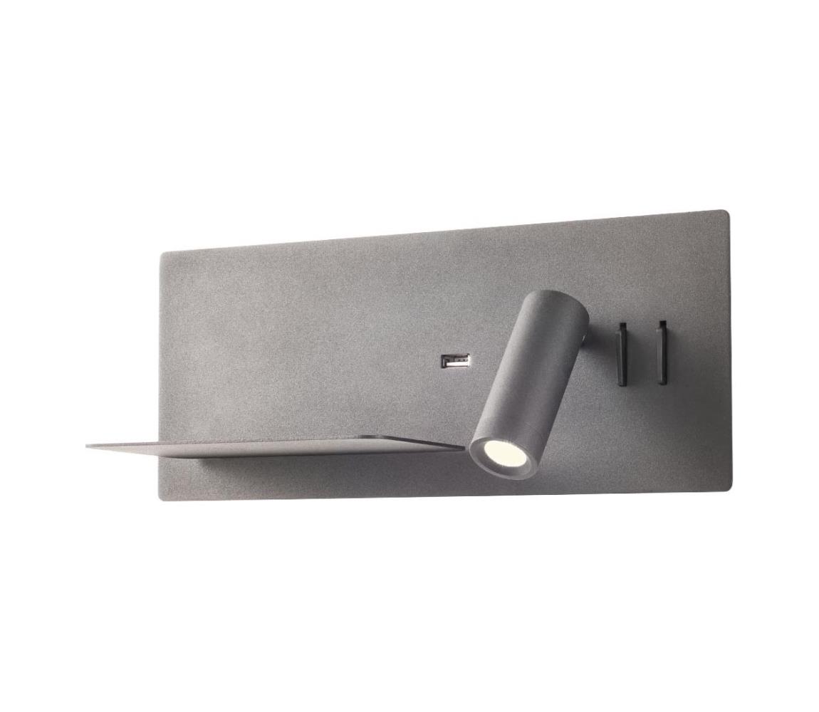 Redo 01-2985 - LED Kinkiet punktowy BROOK LED/8W/230V + LED/3W USB czarny