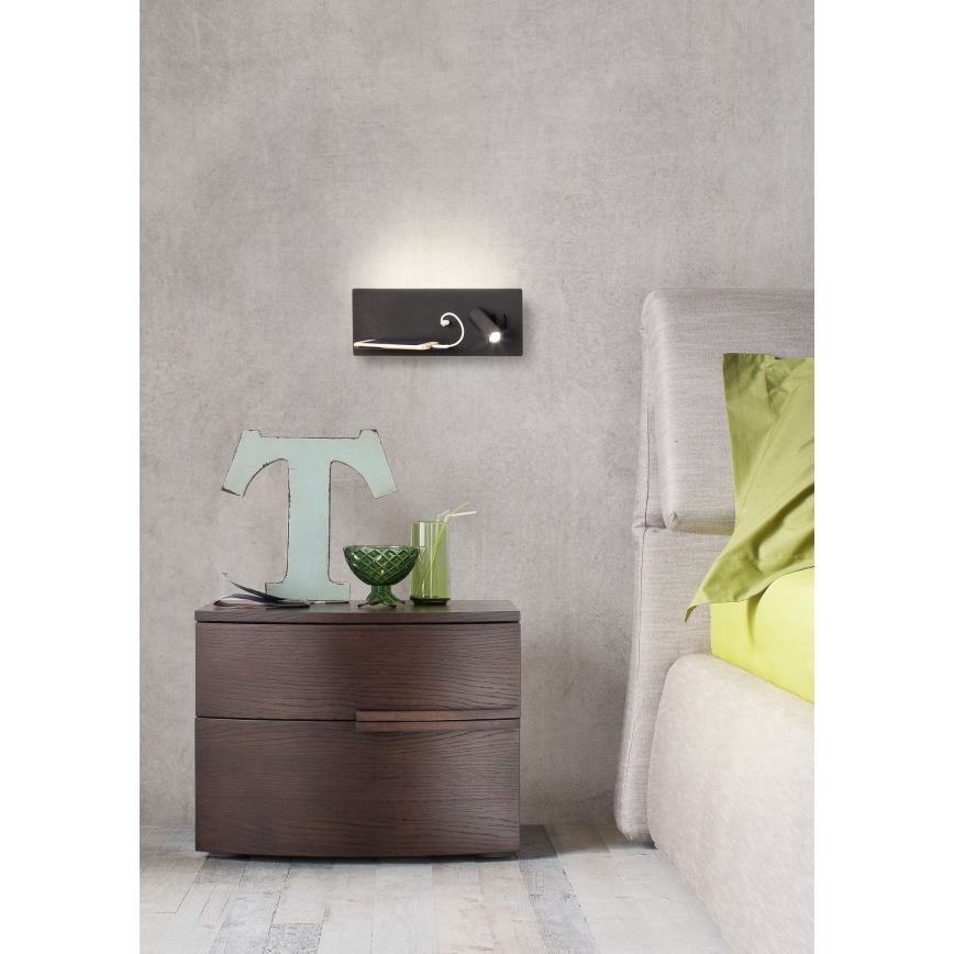 Redo 01-2985 - LED Kinkiet punktowy BROOK LED/8W/230V + LED/3W USB CRI 90 czarny lewa