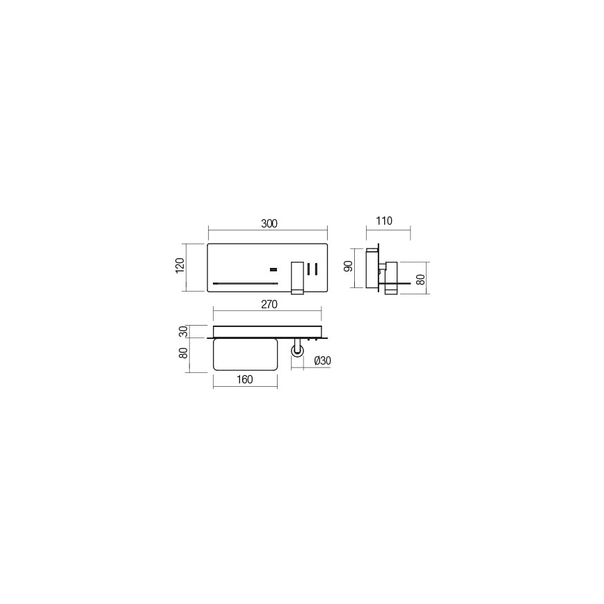 Redo 01-2985 - LED Kinkiet punktowy BROOK LED/8W/230V + LED/3W USB CRI 90 czarny lewa