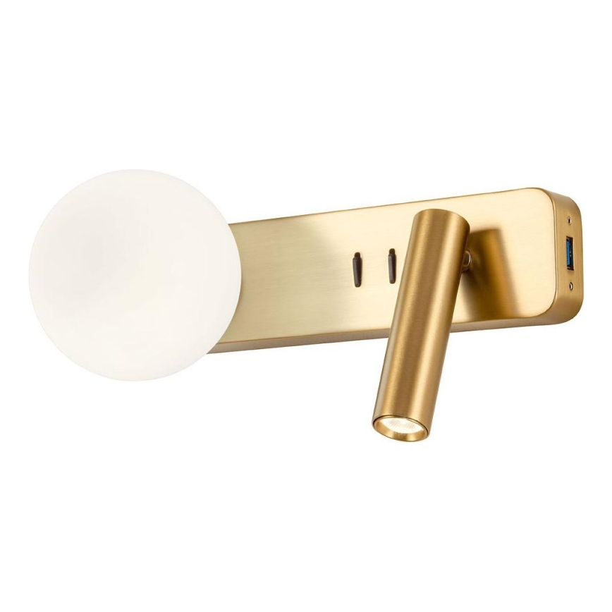 Redo 01-2992 - LED kinkiet ścienny OASIS LED/3W/230V + 1xG9/10W USB CRI 90 brązowy