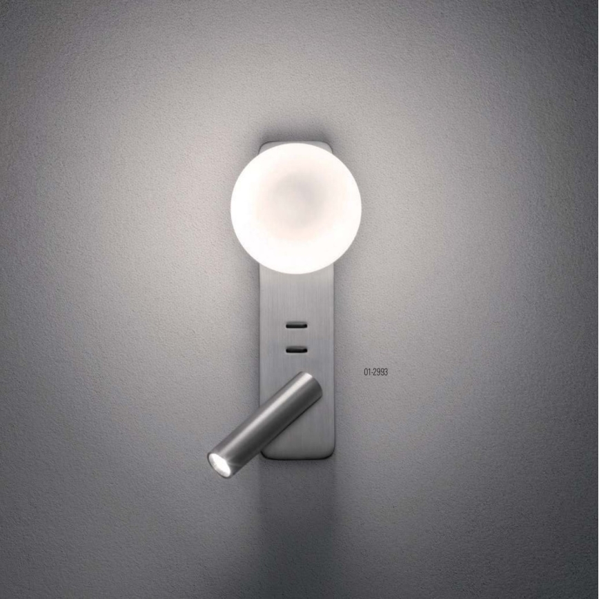 Redo 01-2993 - LED kinkiet OASIS LED/3W/230V + 1xG9/10W USB CRI 90 błyszczący chrom