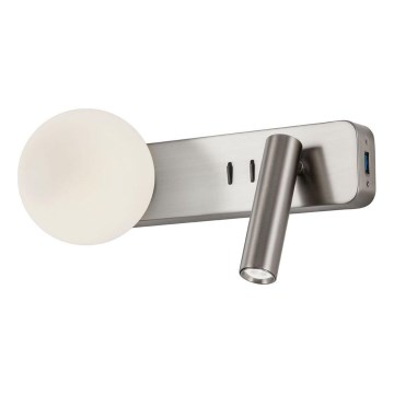 Redo 01-2993 - LED kinkiet OASIS LED/3W/230V + 1xG9/10W USB CRI 90 błyszczący chrom