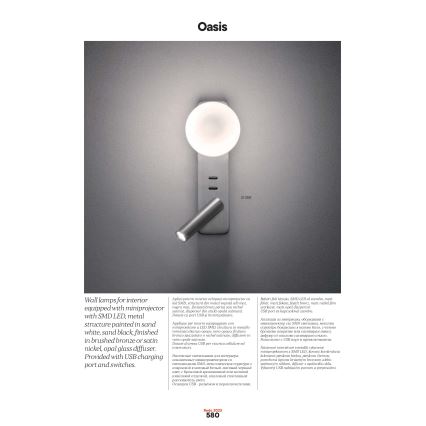 Redo 01-2994 - Kinkiet LED OASIS LED/3W/230V + 1xG9/10W USB CRI 90 czarny