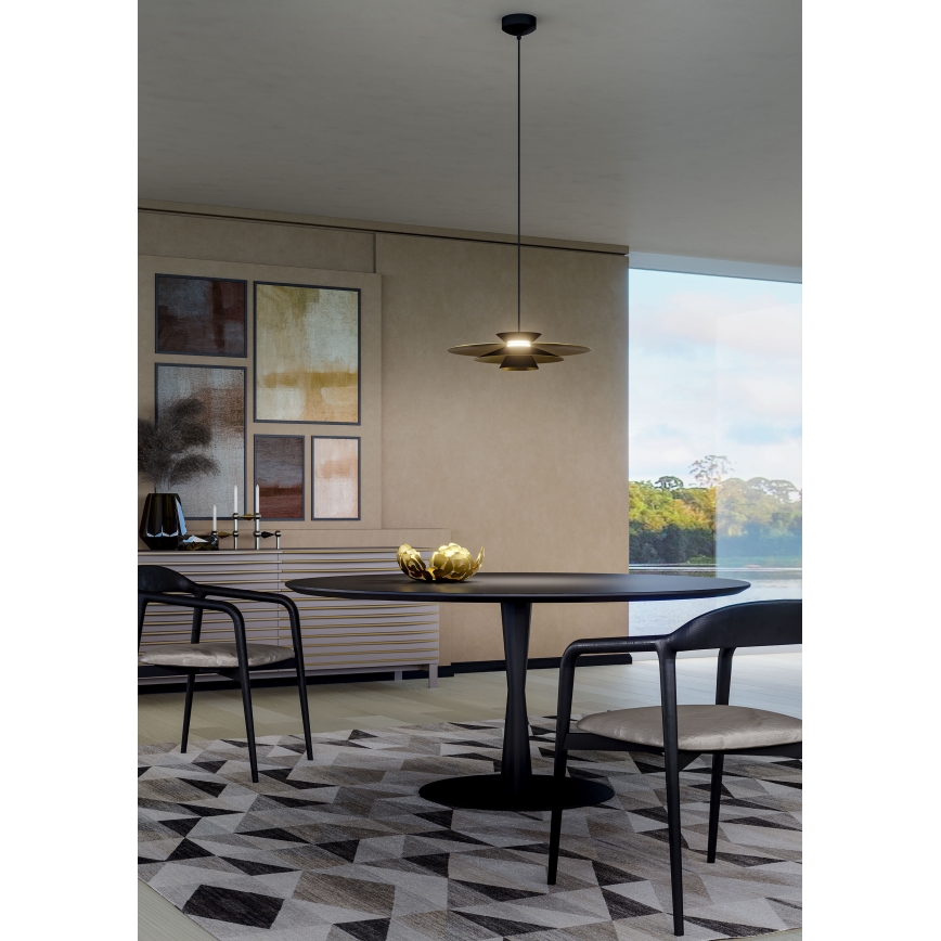 Redo 01-3001 - Żyrandol LED na lince FARGO LED/16,5W/230V CRI 90 Ø 50 cm czarny/złoty