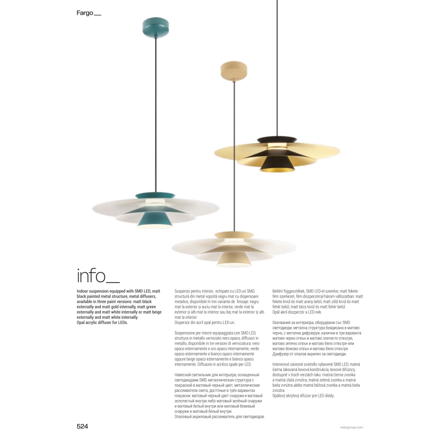 Redo 01-3001 - Żyrandol LED na lince FARGO LED/16,5W/230V CRI 90 Ø 50 cm czarny/złoty