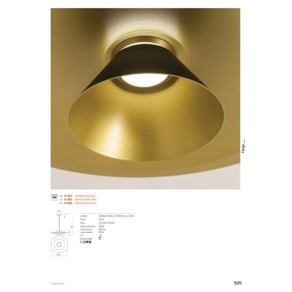 Redo 01-3001 - Żyrandol LED na lince FARGO LED/16,5W/230V CRI 90 Ø 50 cm czarny/złoty