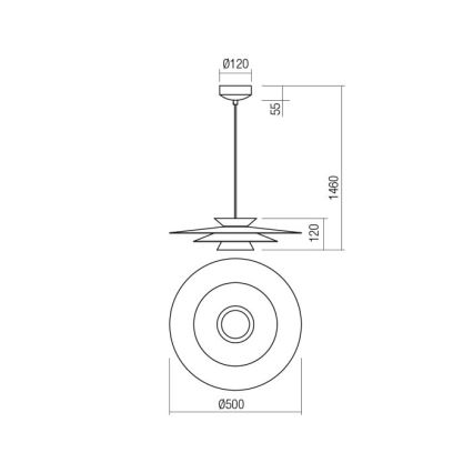 Redo 01-3001 - Żyrandol LED na lince FARGO LED/16,5W/230V CRI 90 Ø 50 cm czarny/złoty