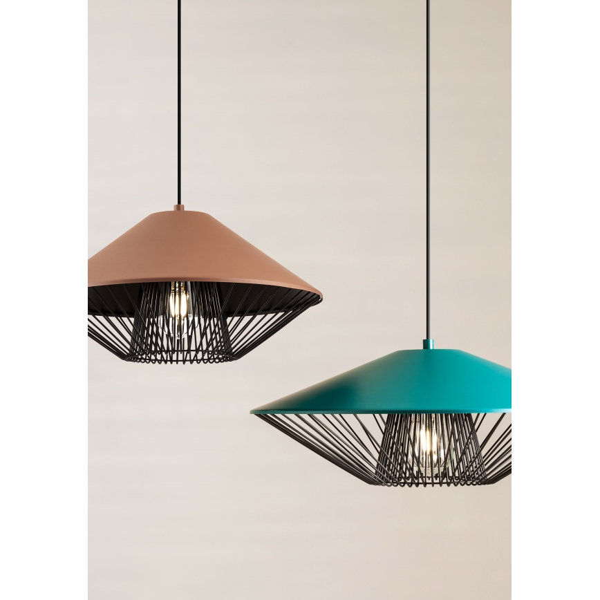 Redo 01-3006 - Lampa wisząca na lince GRILL 1xE27/42W/230V śr. 39,6 cm czarny/tyrkysowy