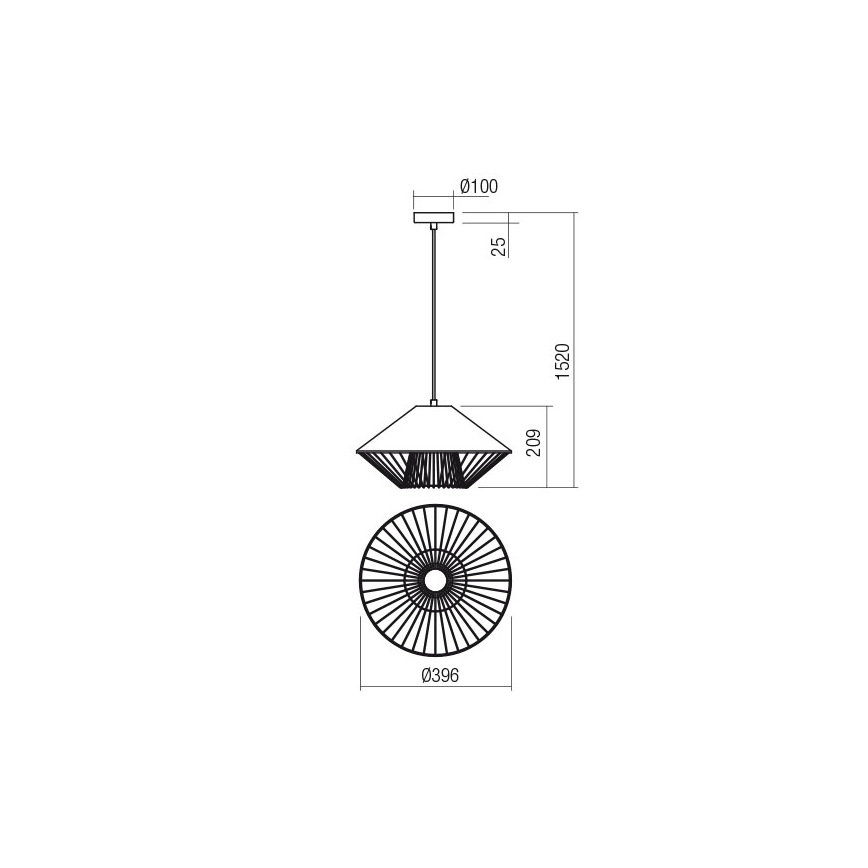 Redo 01-3006 - Lampa wisząca na lince GRILL 1xE27/42W/230V śr. 39,6 cm czarny/tyrkysowy