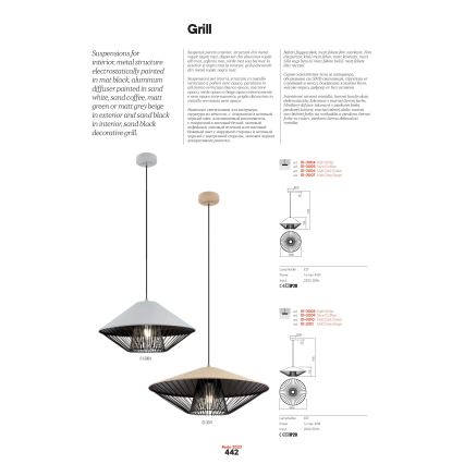 Redo 01-3009 - Lampa wisząca na przewodzie GRILL 1xE27/42W/230V śr. 49,5 cm czarny/brązowy