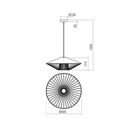 Redo 01-3009 - Lampa wisząca na przewodzie GRILL 1xE27/42W/230V śr. 49,5 cm czarny/brązowy