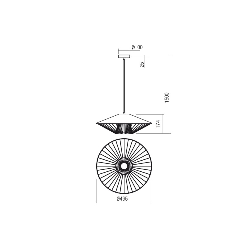 Redo 01-3010 - Lampa wisząca na lince GRILL 1xE27/42W/230V śr. 49,5 cm czarna/tyrkysowa