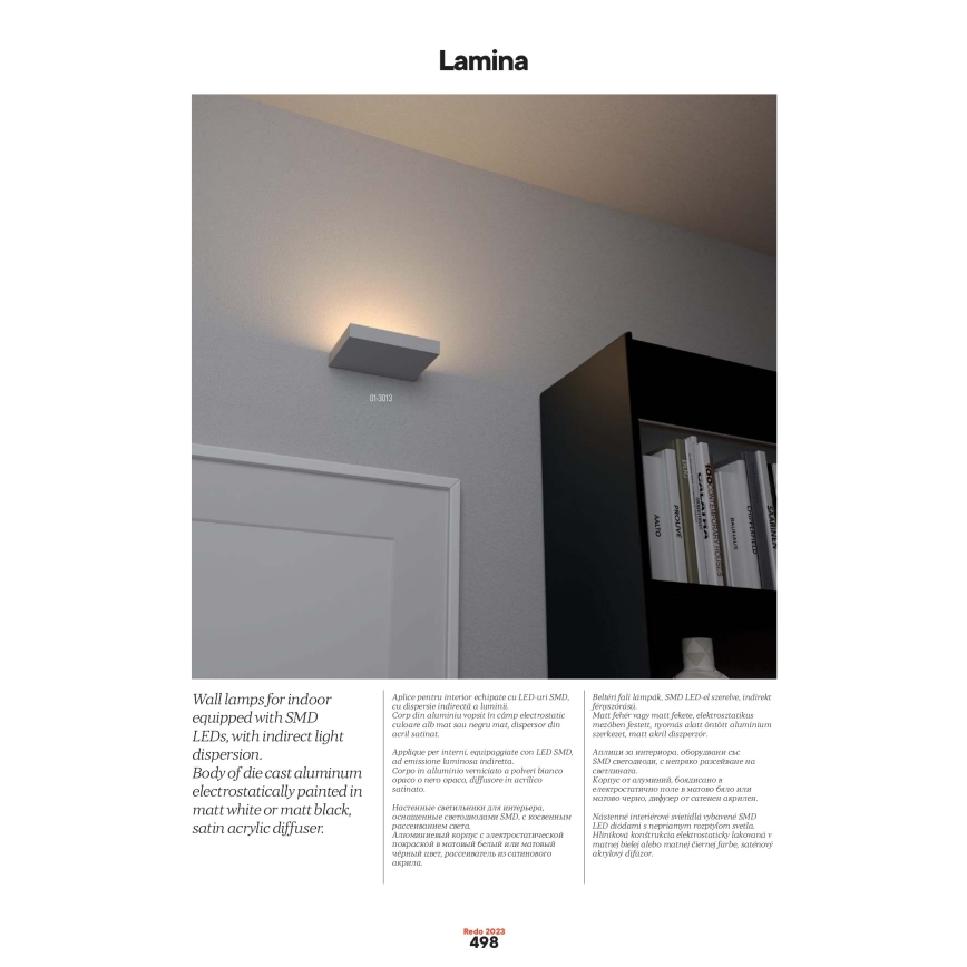 Redo 01-3016 - Oprawa ścienna LED LAMINA 2xLED/15W/230V CRI 90 czarna