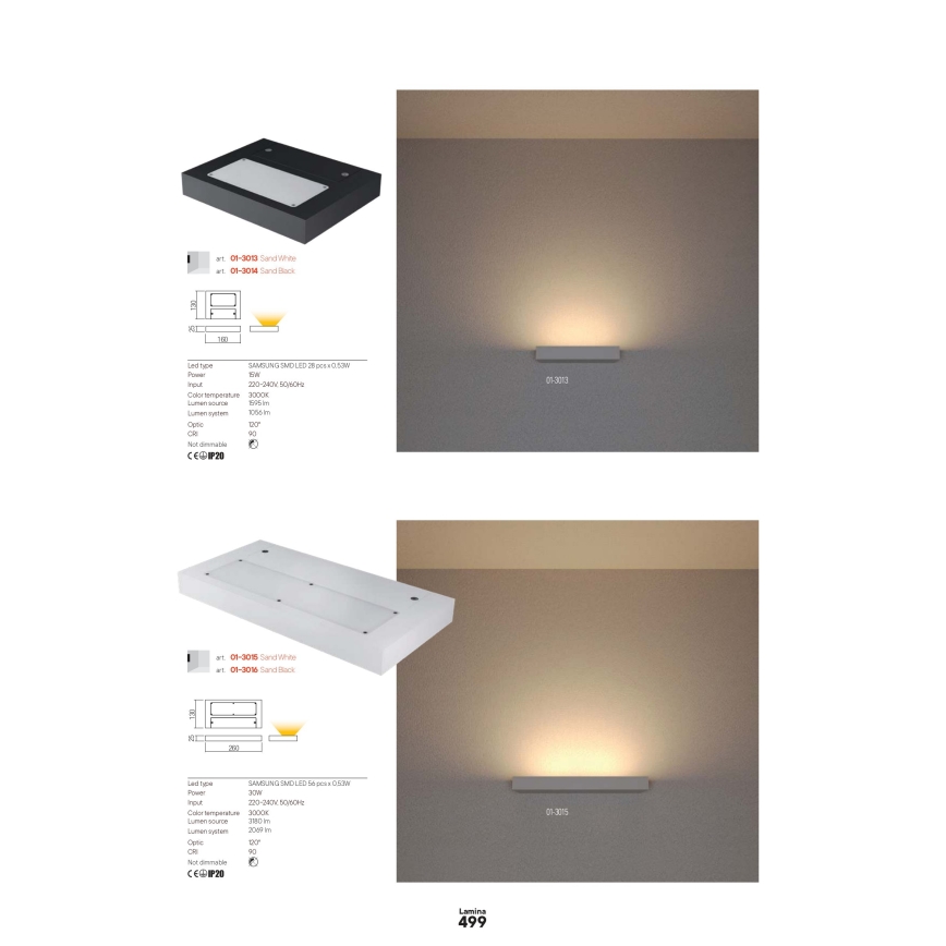 Redo 01-3016 - Oprawa ścienna LED LAMINA 2xLED/15W/230V CRI 90 czarna