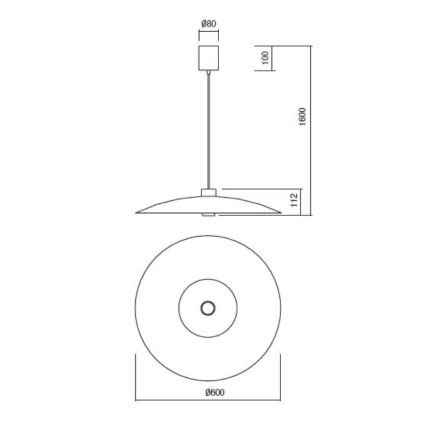 Redo 01-3020 - Žyrandol LED na lince LARS LED/14W/230V + LED/10W Ø 60 cm CRI 90 pomarańczowy