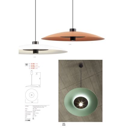 Redo 01-3021 - Lampa wisząca na lince LARS LED/14W/230V + LED/10W Ø 60 cm CRI 90 czarna