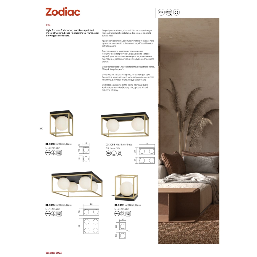 Redo 01-3052 - Lampa stołowa ZODIAC 1xE14/28W/230V