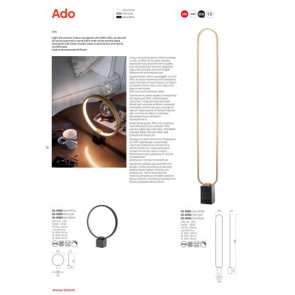 Redo 01-3061 - LED Lampa podłogowa ściemnialna ADO LED/24W/230V białe