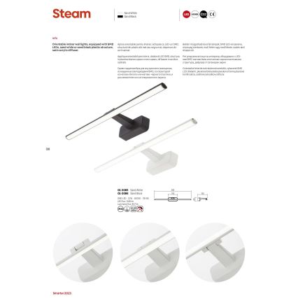 Redo 01-3086 - LED Kinkiet galeryjka STEAM LED/12W/230V czarny