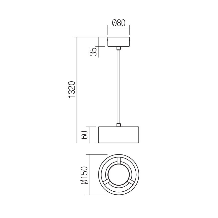 Redo 01-3101 - LED Żyrandol na lince PUNKT LED/6W/230V śr. 15 cm czarny