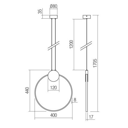 Redo 01-3106 - LED Żyrandol na lince ATOM LED/11W/230V śr. 40 cm