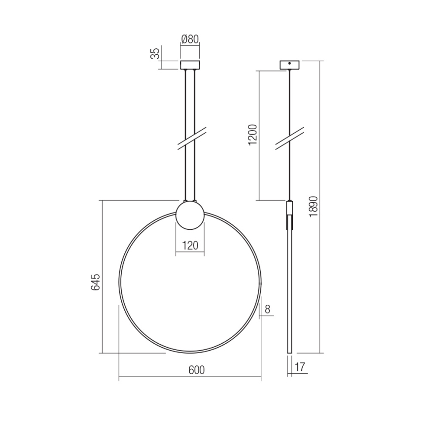 Redo 01-3107 - LED Żyrandol na lince ATOM LED/20W/230V śr. 60 cm