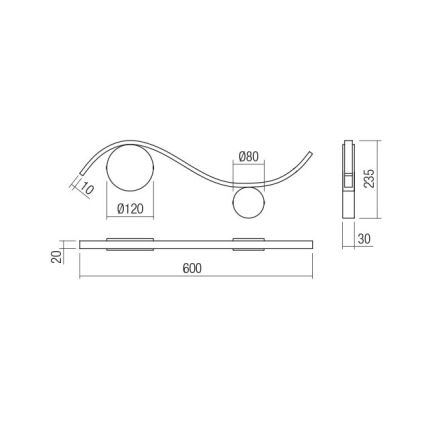 Redo 01-3109 - LED Kinkiet WAVE LED/9W/230V mosiądz